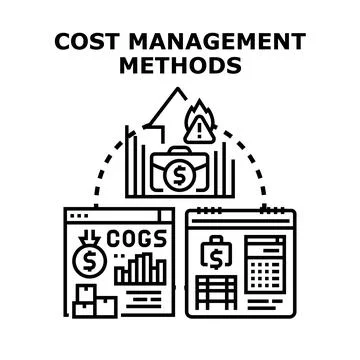 Cost management methods planning and managing finances Stock Illustration