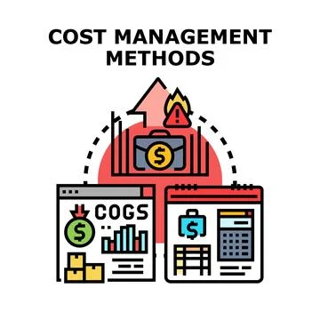 Cost management methods planning and managing finances Stock Illustration