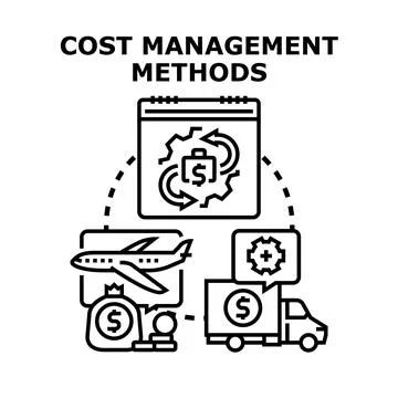 Cost management methods planning calculating spending expenses Stock Illustration