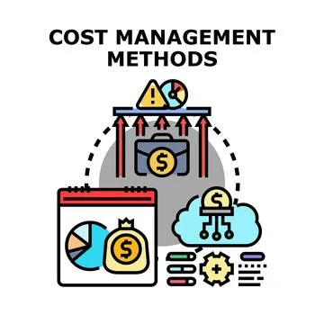 Cost management methods planning expenses and savings Stock Illustration