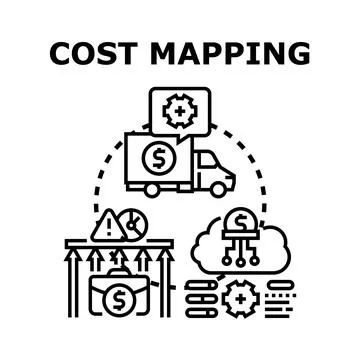 Cost mapping process analyzing business expenses Stock Illustration