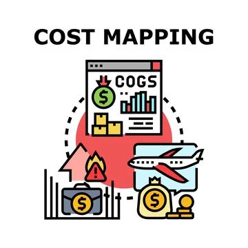 Cost mapping process analyzing business budget planning Stock Illustration