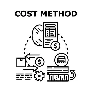 Cost method calculating financial expenses and value Stock Illustration