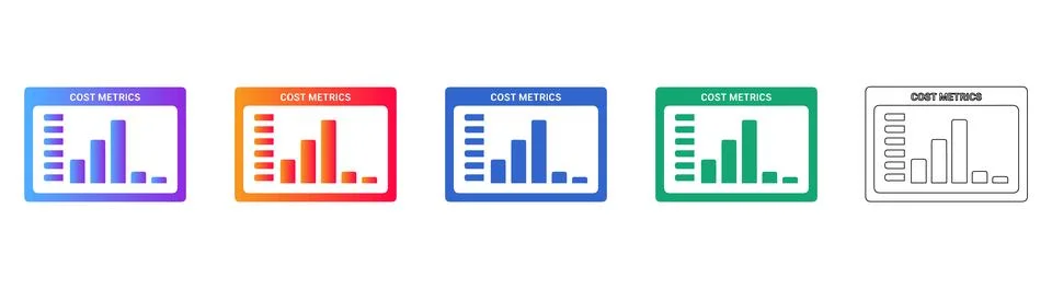 Cost Metrics Data Dashboard UI Icons イラスト素材