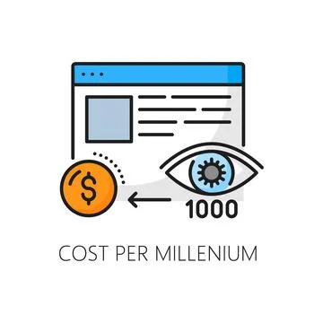 Cost per millenium, SERP search engine result page Illustrazione stock