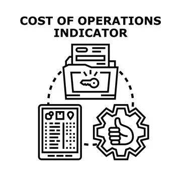 Cost of operations optimizing strategy indicator concept Stock Illustration