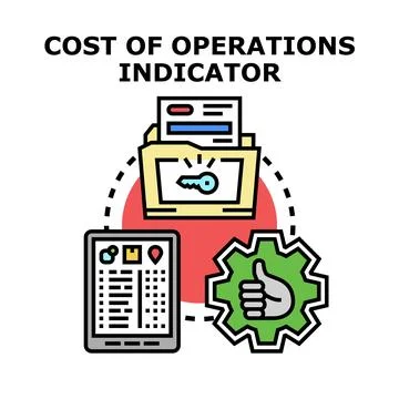 Cost of operations optimizing strategy indicator concept Stock Illustration