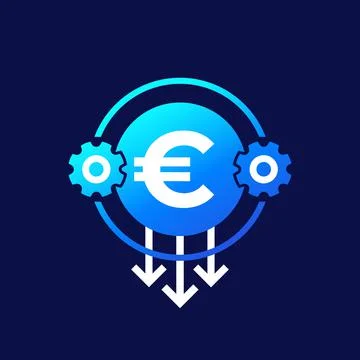 Cost optimization and reduction icon with euro Stockillustratie