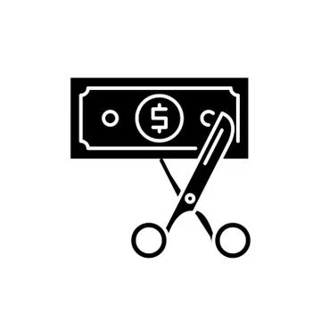 Cost optimization black icon, vector sign on isolated background. Cost Illustrazione stock