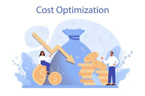 Cost optimization concept. Idea of financial and marketing strategy Stock Illustration
