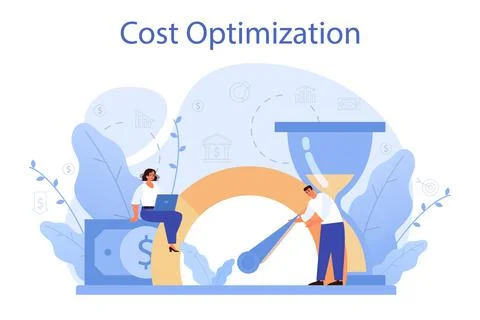 Cost optimization concept. Idea of financial and marketing strategy Stock Illustration