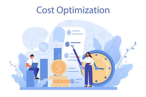 Cost optimization concept. Idea of financial and marketing strategy Stock Illustration