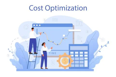 Cost optimization concept. Idea of financial and marketing strategy Stock Illustration