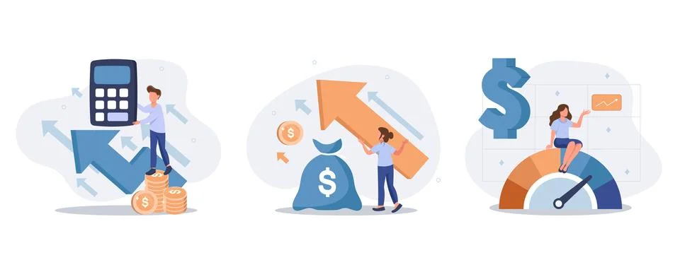 Cost optimization concept set Stock Illustration