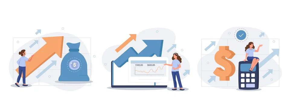 Cost optimization concept set Stock Illustration