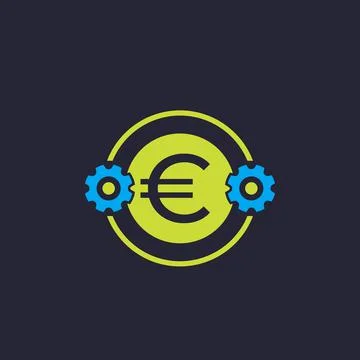 Cost optimization, efficiency, financial concept icon with euro Stock Illustration