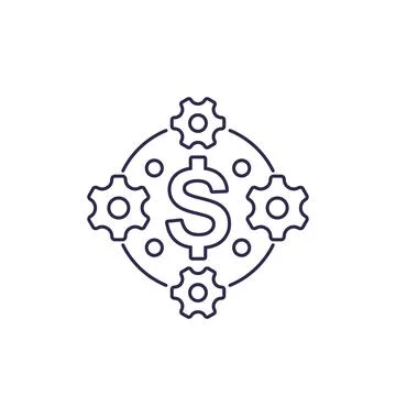 Cost optimization, efficiency, financial concept, line icon Stock Illustration