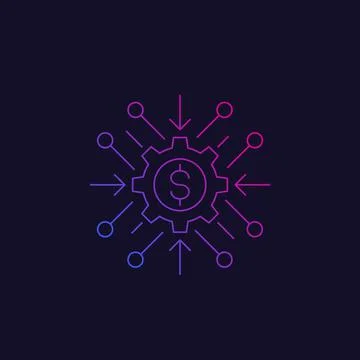 Cost optimization, efficiency icon, linear vector with trendy gradient イラスト素材