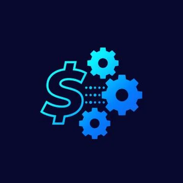 Cost optimization, expenses reduction, vector icon with gears イラスト素材