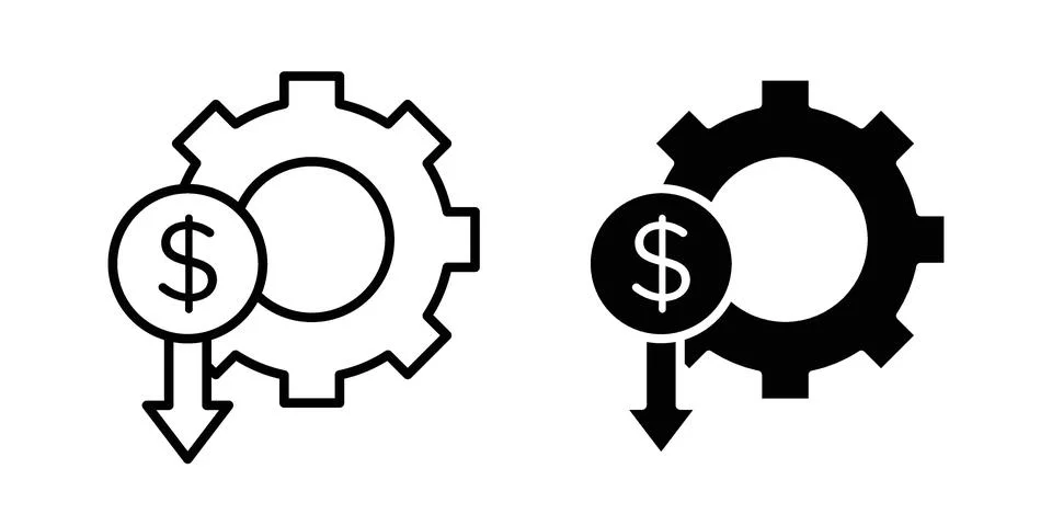 Cost optimization icon bundle for website design projects Stockillustratie