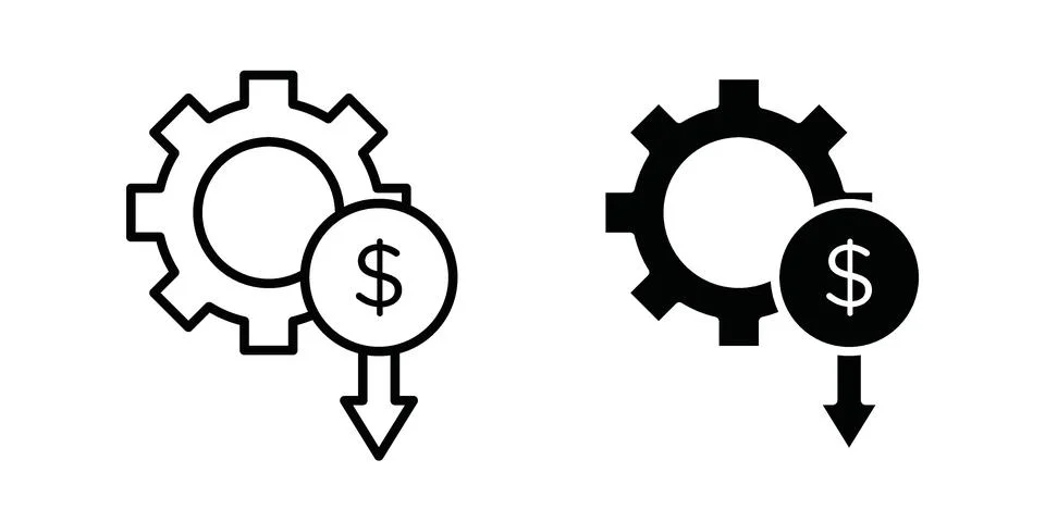 Cost optimization icon. Line Drawings and Silhouettes icons Stockillustratie