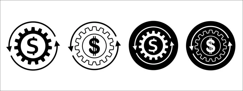 Cost Optimization Icon Set, Money Flow Symbol, Money Savi Illustrazione stock