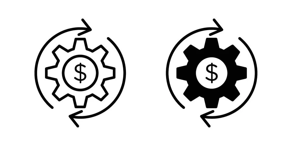 Cost optimization icon vectors. Illustrations in black Stockillustratie