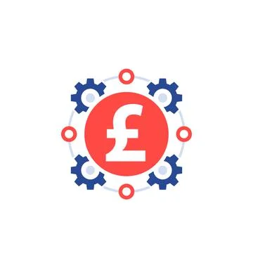 Cost optimization, money management, efficiency icon with pound Illustrazione stock