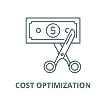 Cost optimization vector line icon, linear concept, outline sign, symbol 库存插图