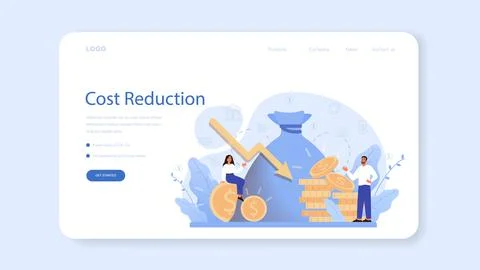 Cost optimization web banner or landing page. Idea of financial Stock Illustration