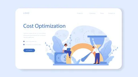 Cost optimization web banner or landing page. Idea of financial Stock Illustration