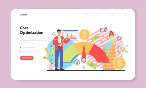 Cost optimization web banner or landing page. Idea of financial Stock Illustration