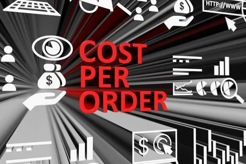 COST PER ORDER concept blurred background 3d render illustration Stock Illustration