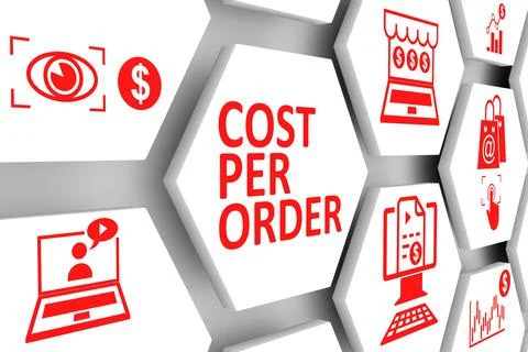 COST PER ORDER concept cell background 3d illustration Stock Illustration