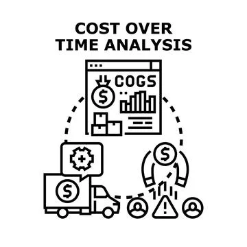 Cost over time analysis tracking business expenses Illustrazione stock