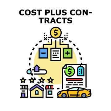 Cost plus contracts concept illustrating pricing strategy Stock Illustration