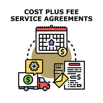 Cost plus fee service agreements pricing contract Stock Illustration