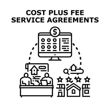 Cost plus fee service agreements concept Stock Illustration