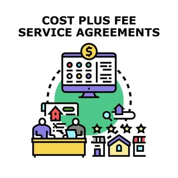 Cost plus fee service agreements concept Stock Illustration