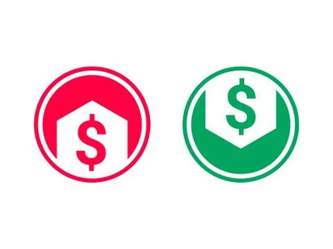 Cost price decrease grow vector arrow dollar icon Stock Illustration