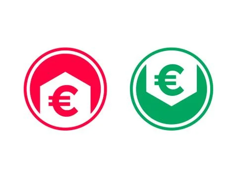 Cost price decrease grow vector Euro arrow icon Stock Illustration