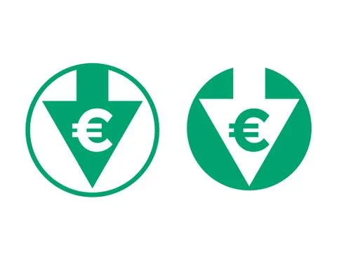 Cost price euro decrease exchange index icon Stock Illustration