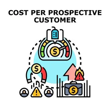 Cost per prospective customer calculating concept 스톡 일러스트