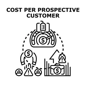 Cost per prospective customer calculating concept Stock Illustration