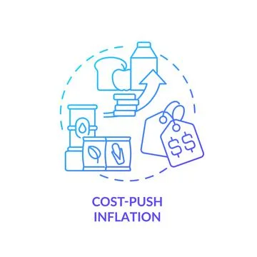 Cost push inflation blue gradient concept icon Ilustração Stock