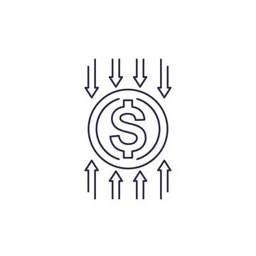 Cost reduce, optimization, efficiency, financial line vector icon Stock Illustration