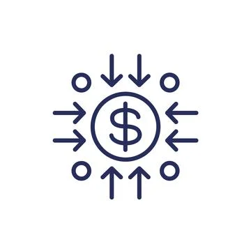 Cost reducing and optimization line icon Illustrazione stock