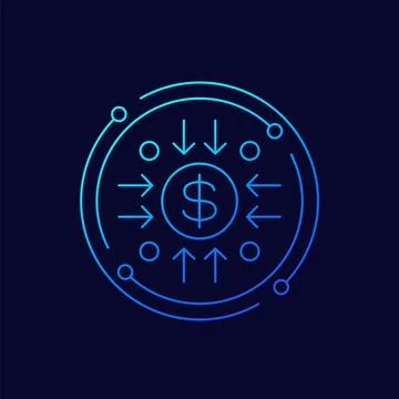 Cost reducing and optimization line icon, vector Stock Illustration