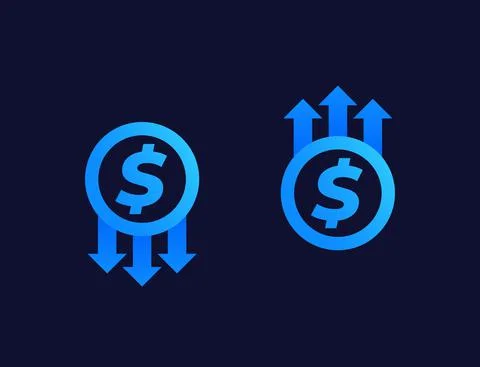 Cost reduction and growth vector icons Stock Illustration