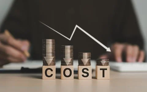 Cost reduction concept. Foto stock